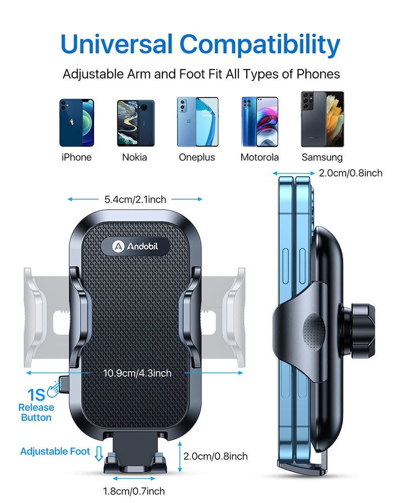 andobil 2026 Upgraded Car Phone Holder Mount for Vent, Military Sturdy Metal Clip Air Vent Phone Holder for Your Car Easy Used Cell Phone Car Mount for iPhone 17 Pro Max 15 14 13 Samsung S25 S24 - Image 4